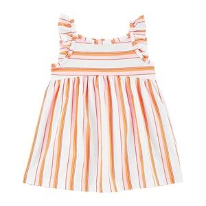 Carter’s Toddler Girl Striped Ruffle Dress Sundress Flutter Sleeves 24 Months